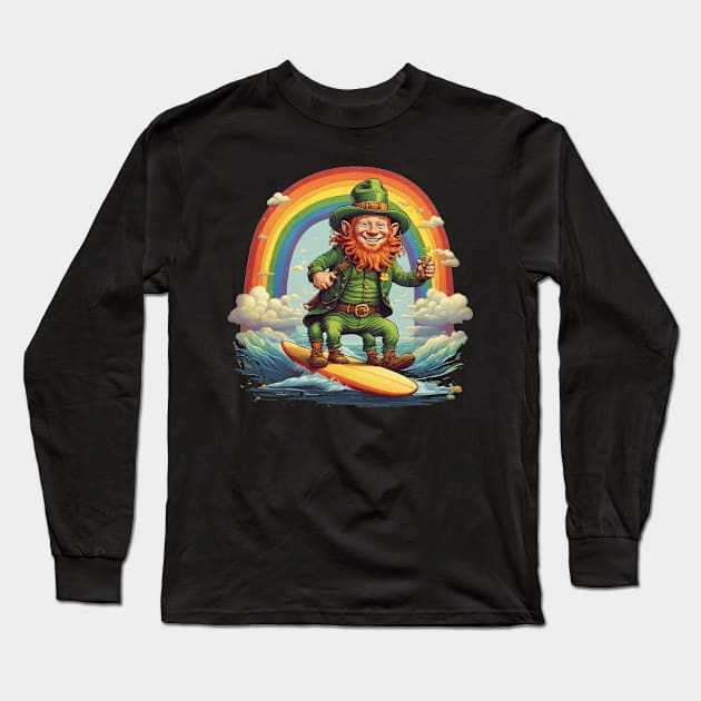 Leprechaun on the surf! #2 Long Sleeve T-Shirt by bswlife